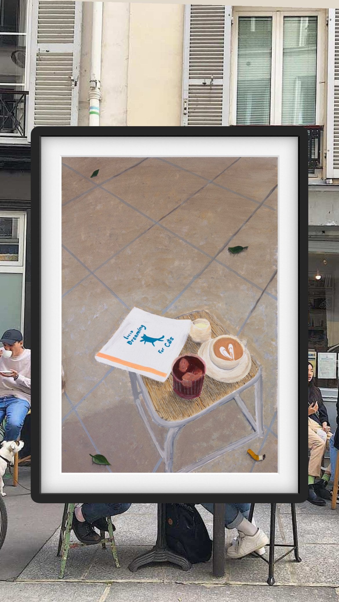 'Dreamin Man' Paris café still life giclée fine art print by Sydney artist Vanessa Franklin — European cafe wall art Australia