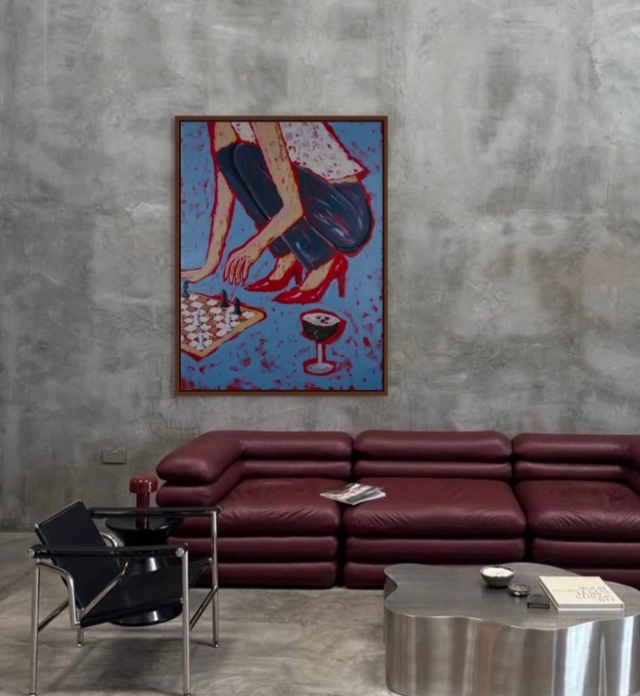 'Her' original acrylic painting detail by Sydney artist Vanessa Franklin — one of a kind wall art Australia