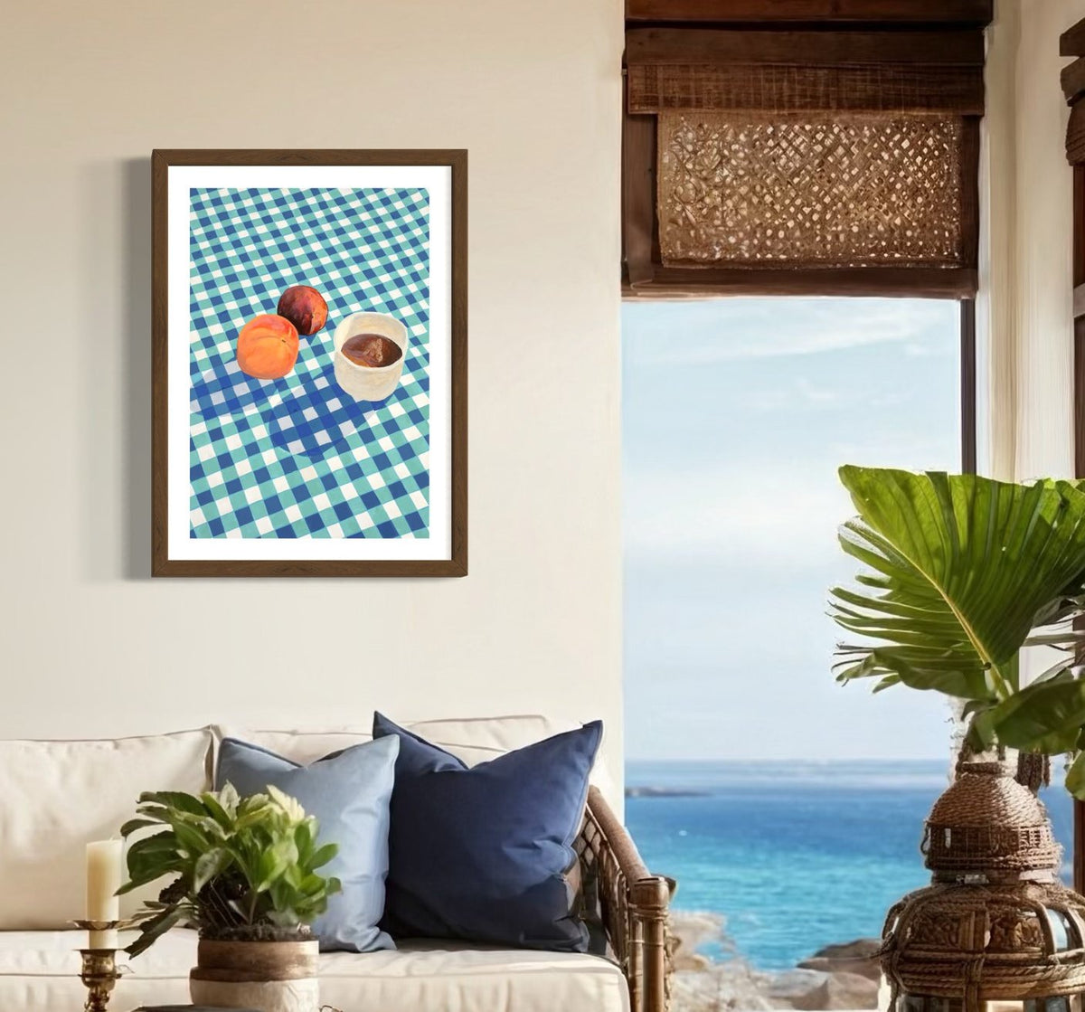 'El Desayuno' art print room mockup — Vanessa Franklin Art buy prints online Australia
