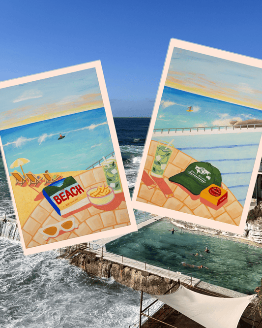 'Bondi Piklets' giclée fine art print by Sydney artist Vanessa Franklin — coastal Australian still life wall art