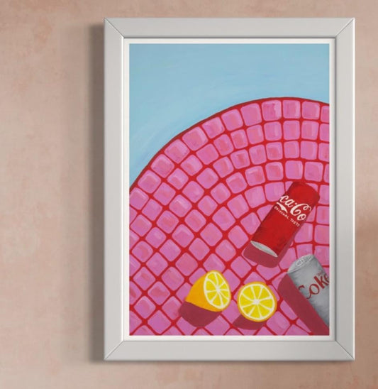 'Coke it is' Coca Cola drinks still life giclée fine art print by Sydney artist Vanessa Franklin — fun food drink wall art Australia