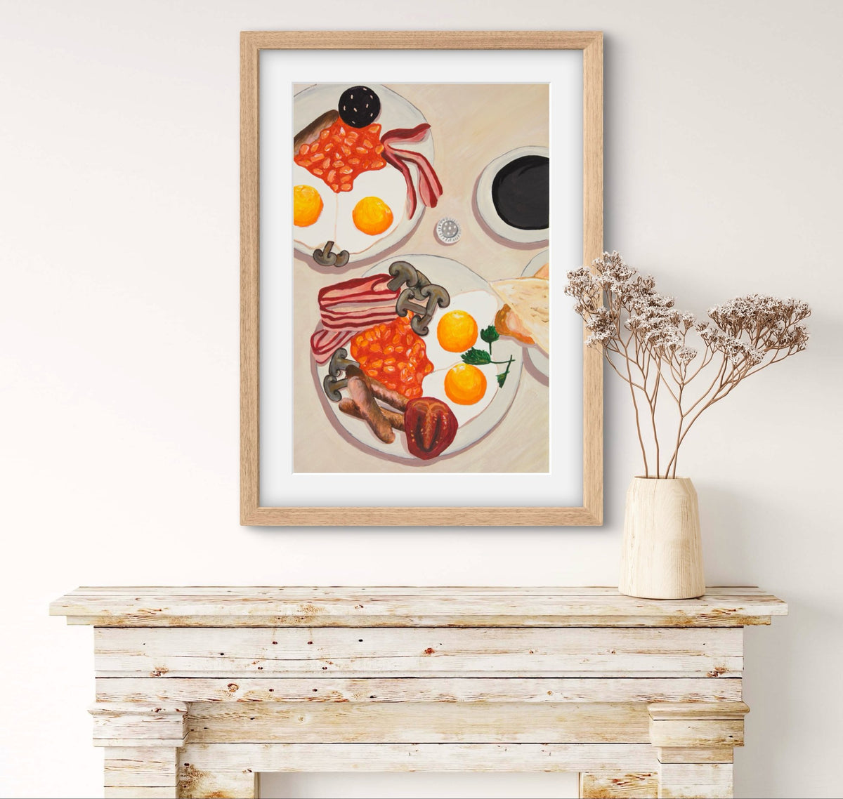 'Full English' British breakfast still life giclée fine art print by Sydney artist Vanessa Franklin — food wall art Australia