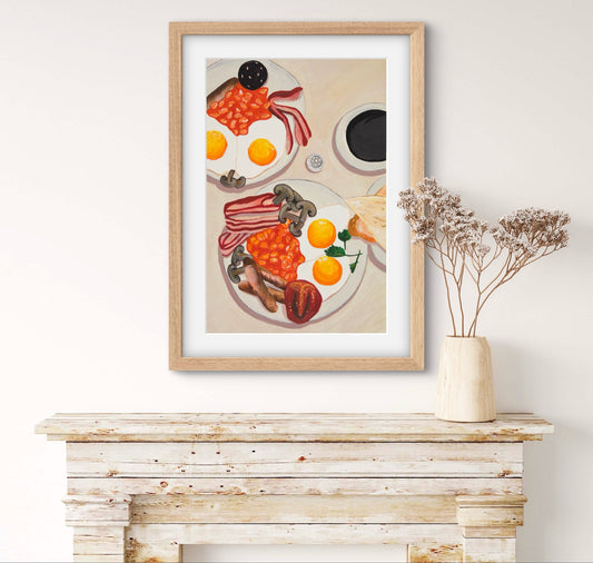 'Full English' British breakfast still life giclée fine art print by Sydney artist Vanessa Franklin — food wall art Australia