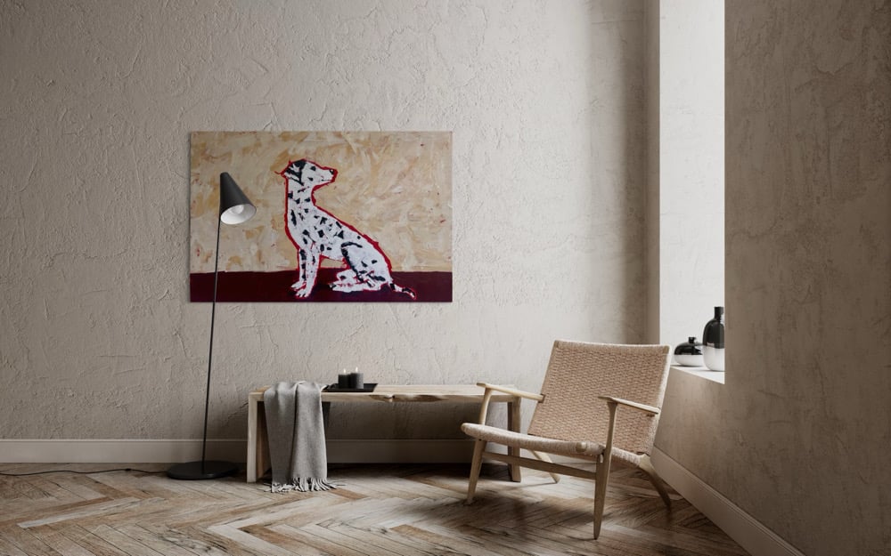 'The Dalmatian' original acrylic painting in room — buy original art online Australia Vanessa Franklin